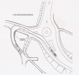 The map from Surrey County Council that claims to show that a 17.5m articulated lorry could easily make the turn