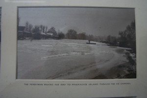 ferryman makes his way to Pharaoh’s Island through the ice channel